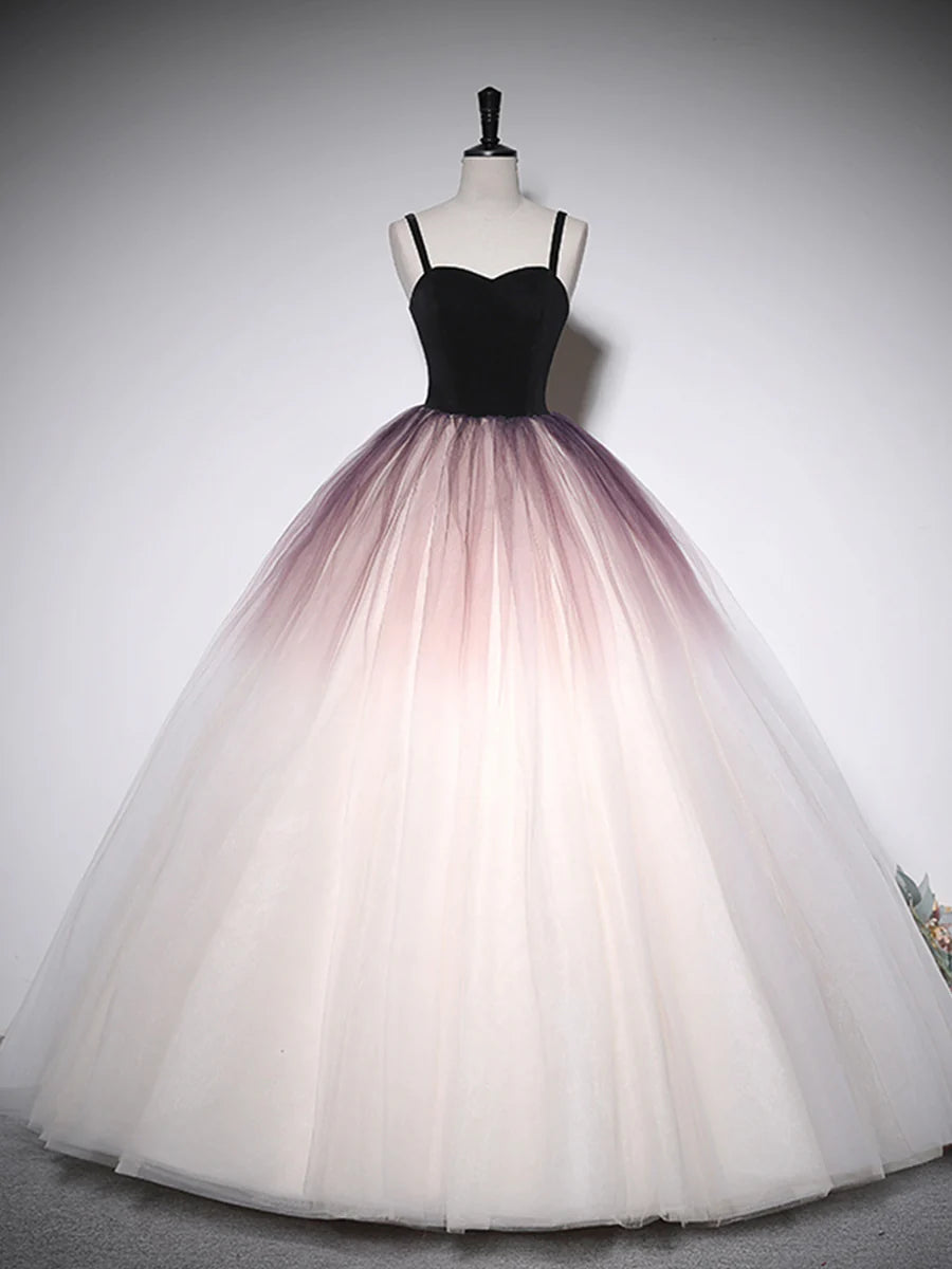 Lovely Ombre Tulle Long Ball Gown, A-Line Sweetheart Neckline Formal Evening Gown TP439