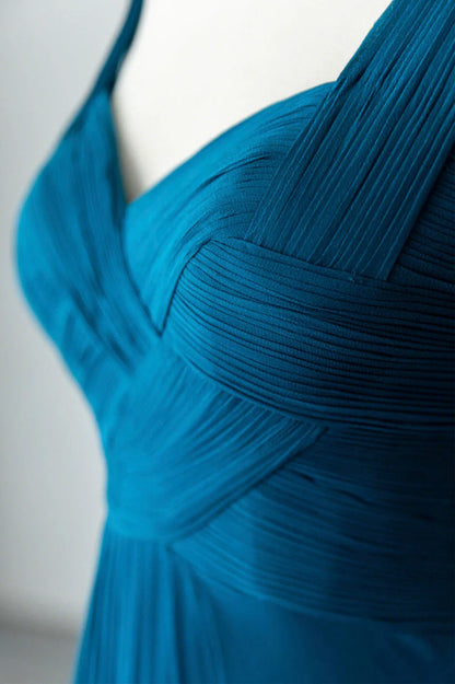 Blue Chiffon Long A-Line Prom Dress, A-Line Evening Dress Party Dress TP465