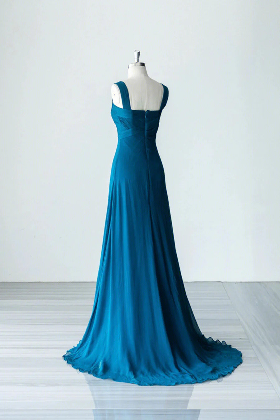 Blue Chiffon Long A-Line Prom Dress, A-Line Evening Dress Party Dress TP465