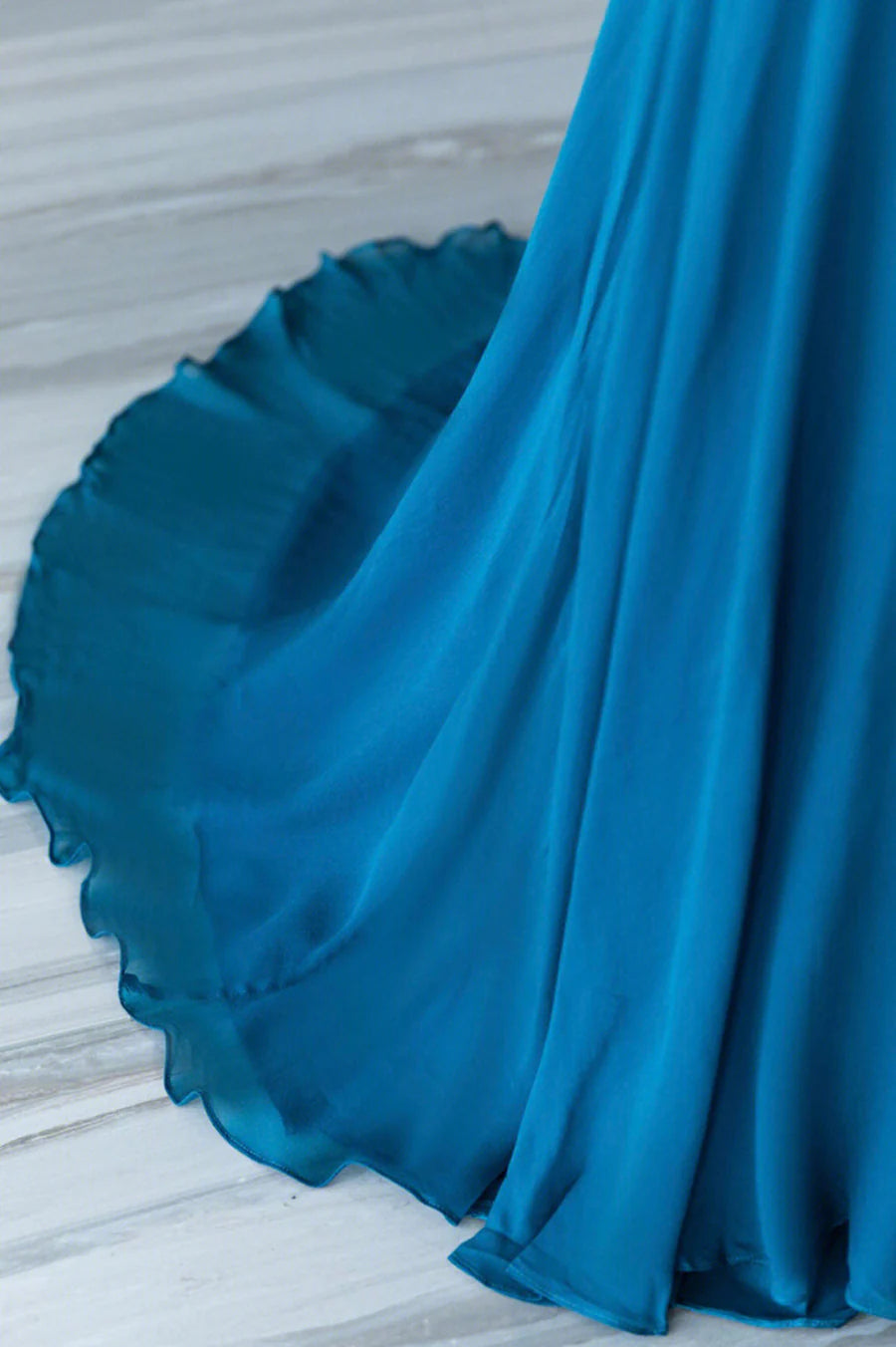 Blue Chiffon Long A-Line Prom Dress, A-Line Evening Dress Party Dress TP465