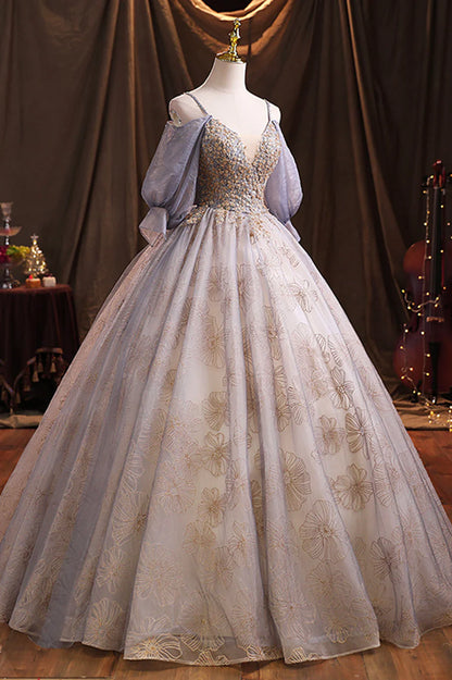 Purple Tulle Sequins Long Prom Dress, A-Line Evening Dress TP496