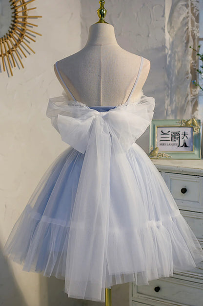 Cute Spaghetti Strap Lace Short Party Dresses, A-Line Evening Dresses TP503