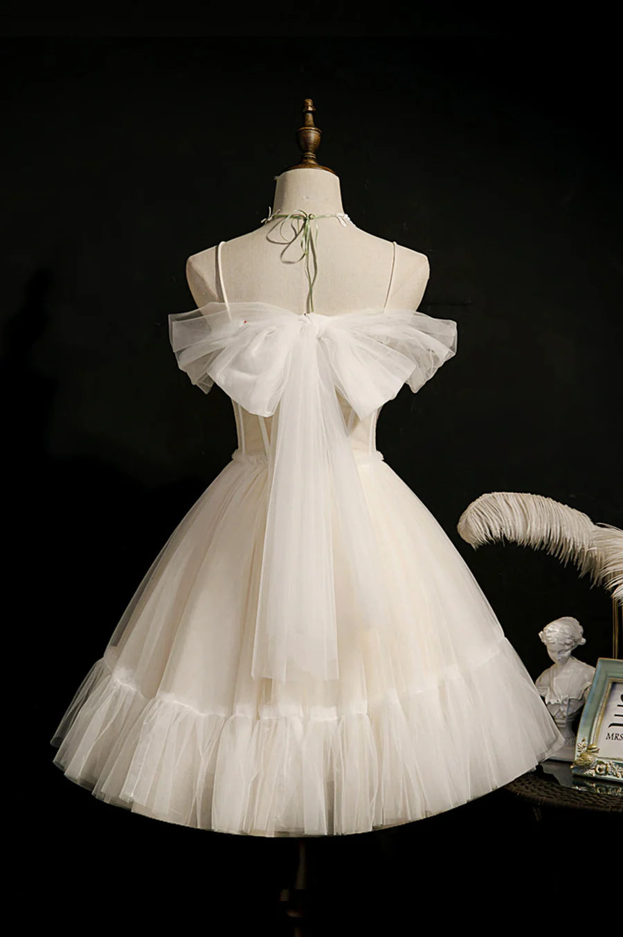 Cute Spaghetti Strap Lace Short Party Dresses, A-Line Evening Dresses TP503