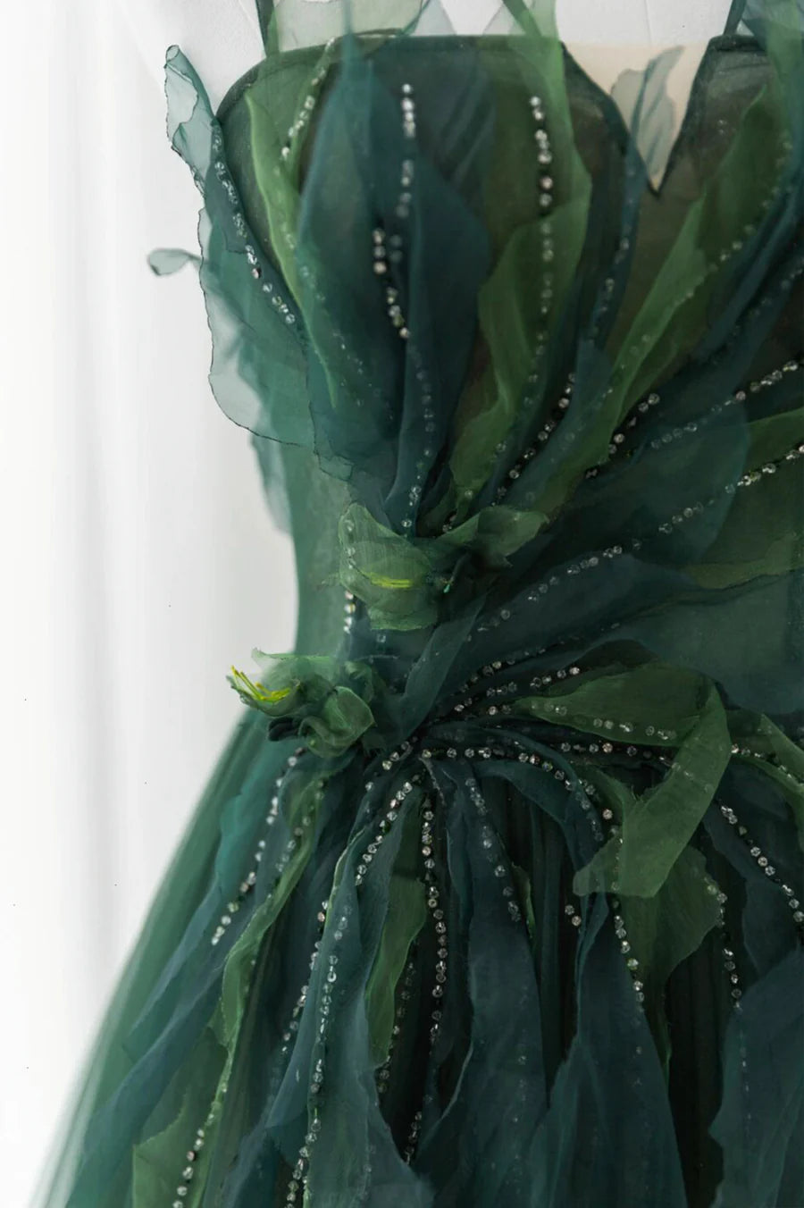 Green Tulle Long A-Line Prom Dress, Green Formal Evening Dress TP548