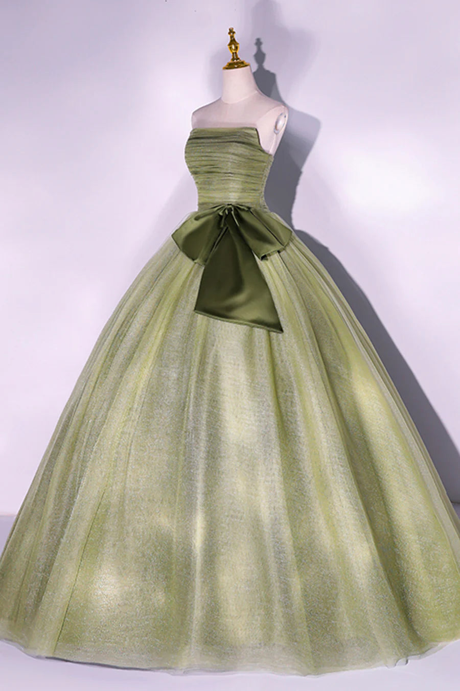 Green Strapless Tulle Long Formal Dress, A-Line Evening Party Dress TP574