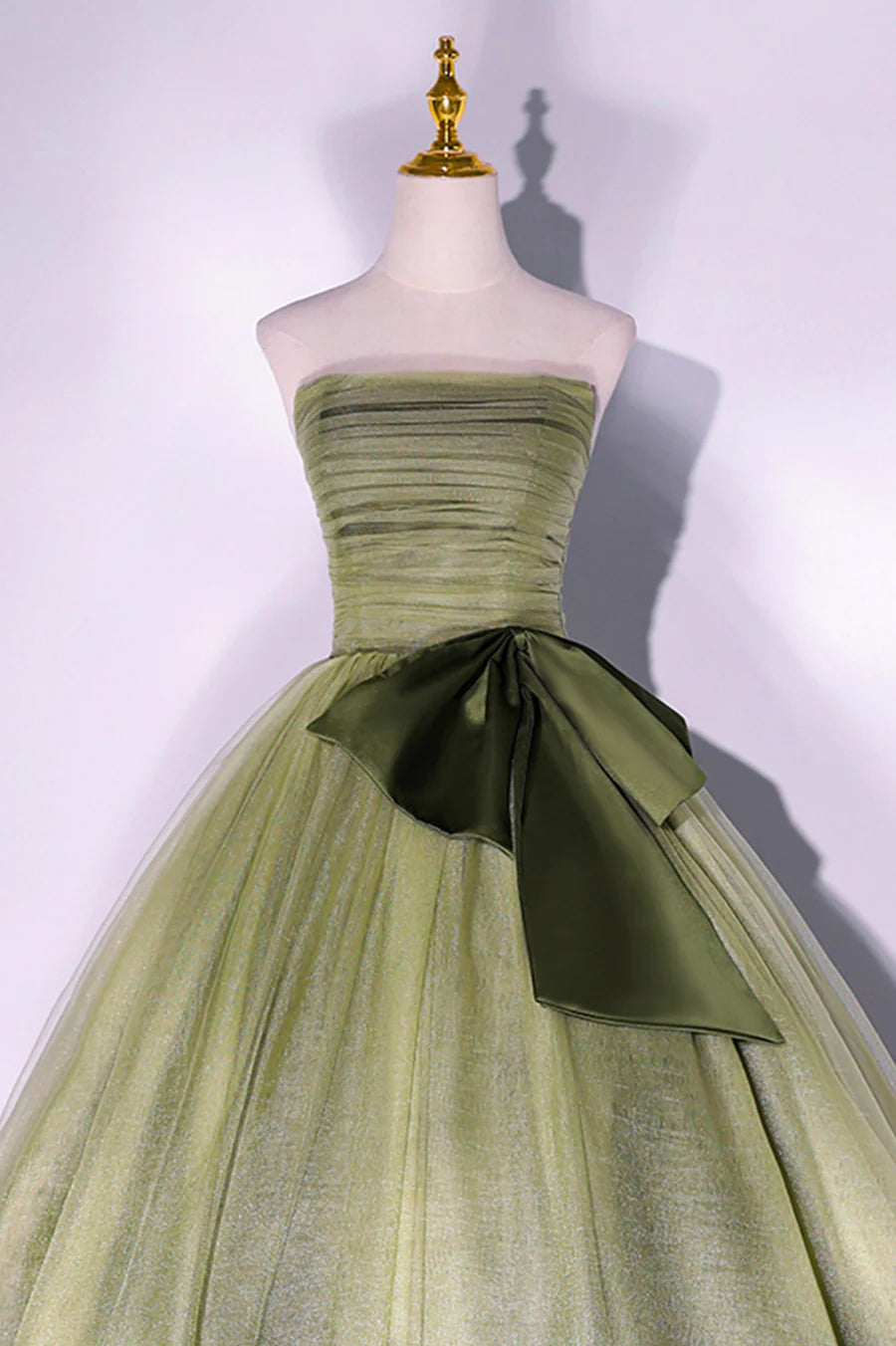 Green Strapless Tulle Long Formal Dress, A-Line Evening Party Dress TP574
