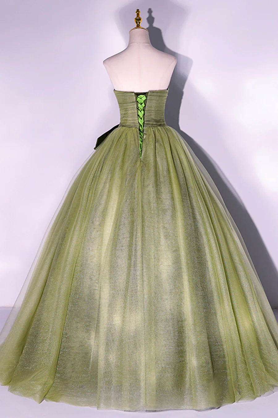 Green Strapless Tulle Long Formal Dress, A-Line Evening Party Dress TP574