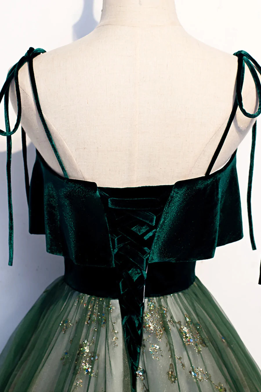 Green Velvet Long Prom Dresses, A-Line Evening Dresses TP588