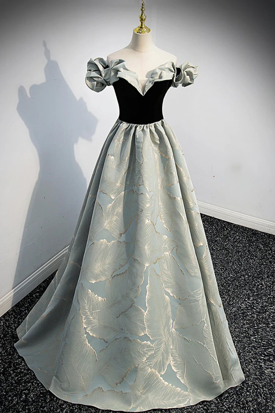 Off the Shoulder Satin Long Prom Dress, A-Line Evening Dress TP606