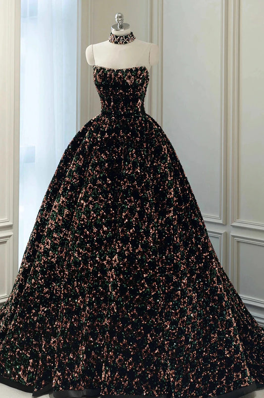 Stylish Sequins Long Prom Dress, A-Line Party Dress TP607