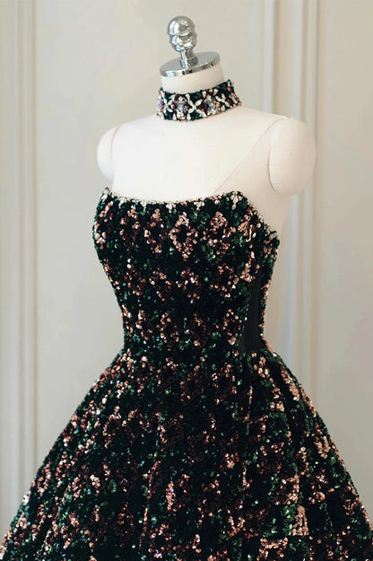 Stylish Sequins Long Prom Dress, A-Line Party Dress TP607