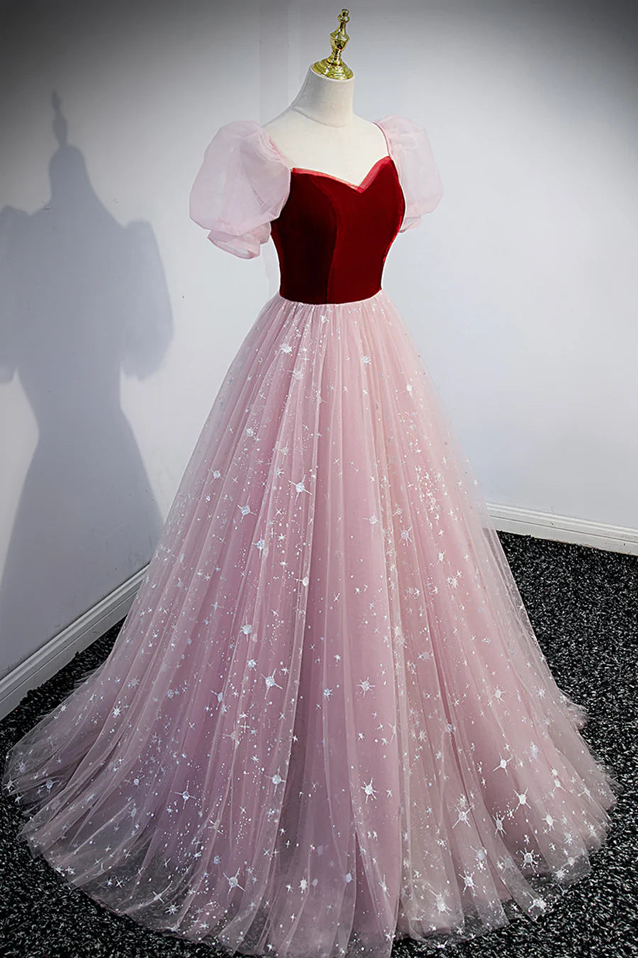 Pink Tulle Long Prom Dress, A-Line Formal Evening Dress TP608