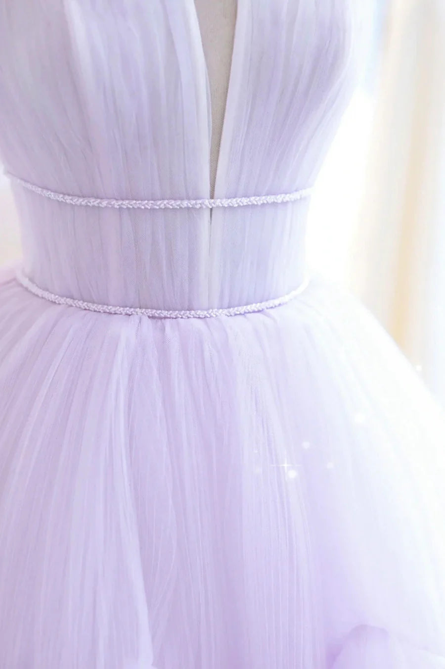 Purple Strapless Tulle Long Formal Gown, Purple A-Line Evening Dress TP611