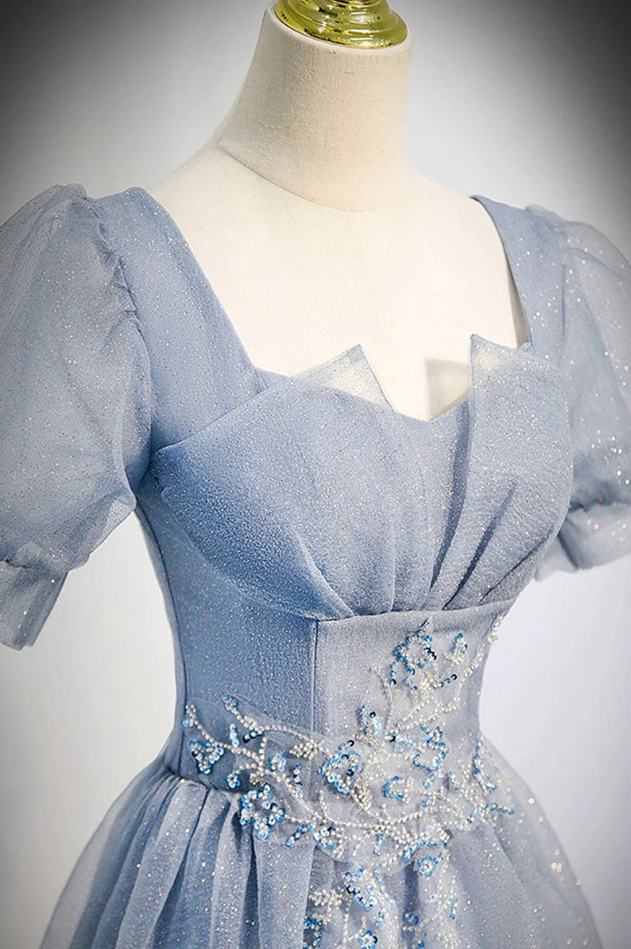 Cute Tulle Lace Long Prom Dresses, A-Line Evening Party Dresses TP634