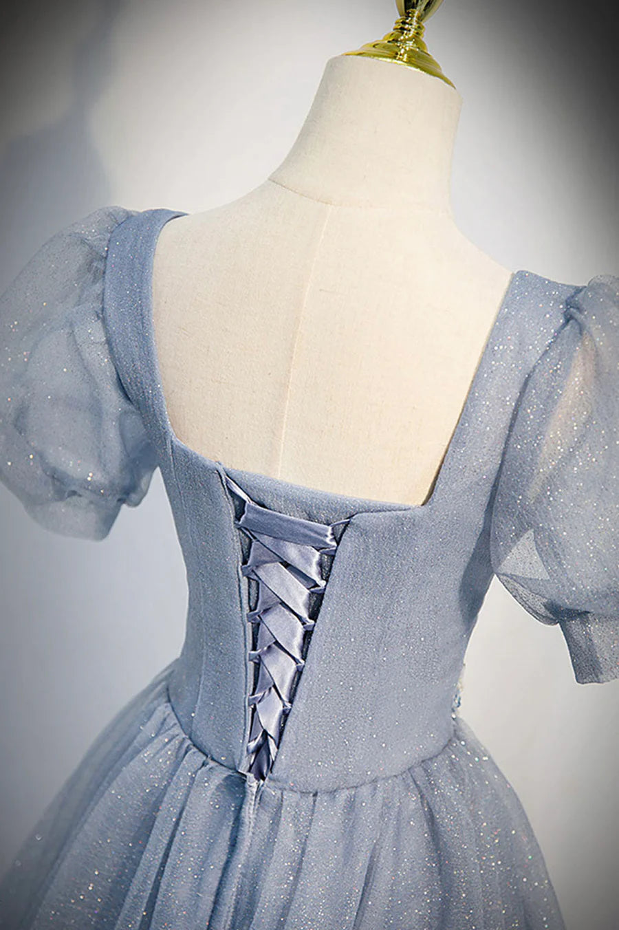 Cute Tulle Lace Long Prom Dresses, A-Line Evening Party Dresses TP634