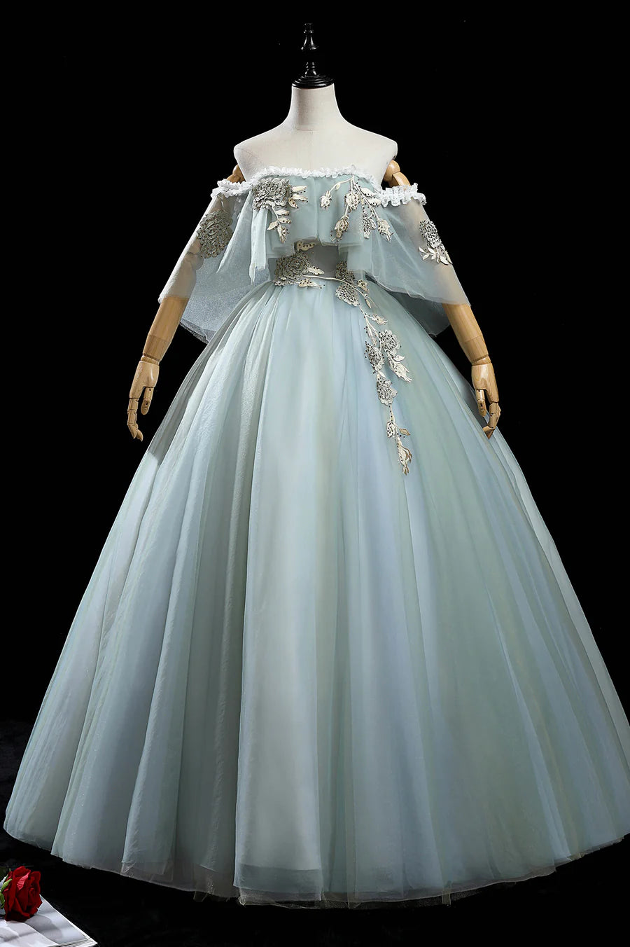 Green Tulle Lace Long Prom Dresses, A-Line Formal Evening Dresses TP661
