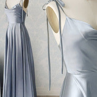 Simple Satin Long Prom Dresses, A-Line Spaghetti Straps Party Dresses TP686