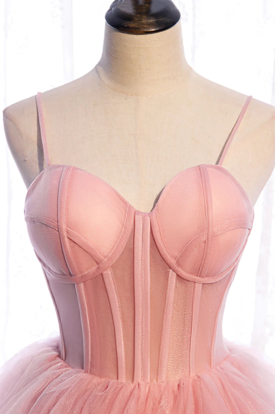 Pink Tulle Long Prom Dresses, A-Line Evening Dresses TP698