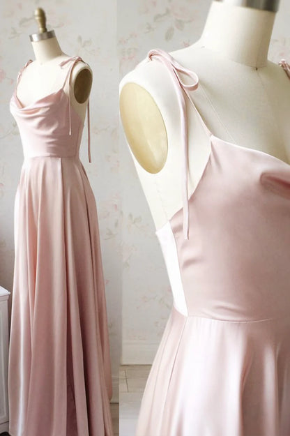 Simple Satin Long Prom Dresses, A-Line Evening Party Dresses TP716