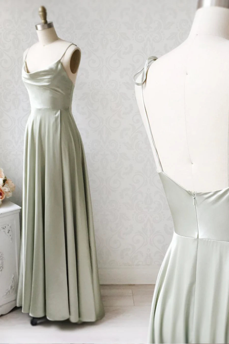 Simple Satin Long Prom Dresses, A-Line Evening Party Dresses TP716