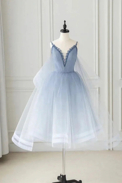 Cute V-Neck Tulle Short Prom Dress, A-Line Party Homecoming Dress TP902
