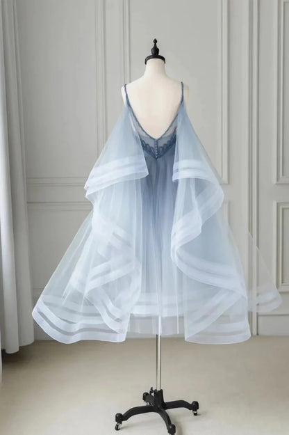 Cute V-Neck Tulle Short Prom Dress, A-Line Party Homecoming Dress TP902