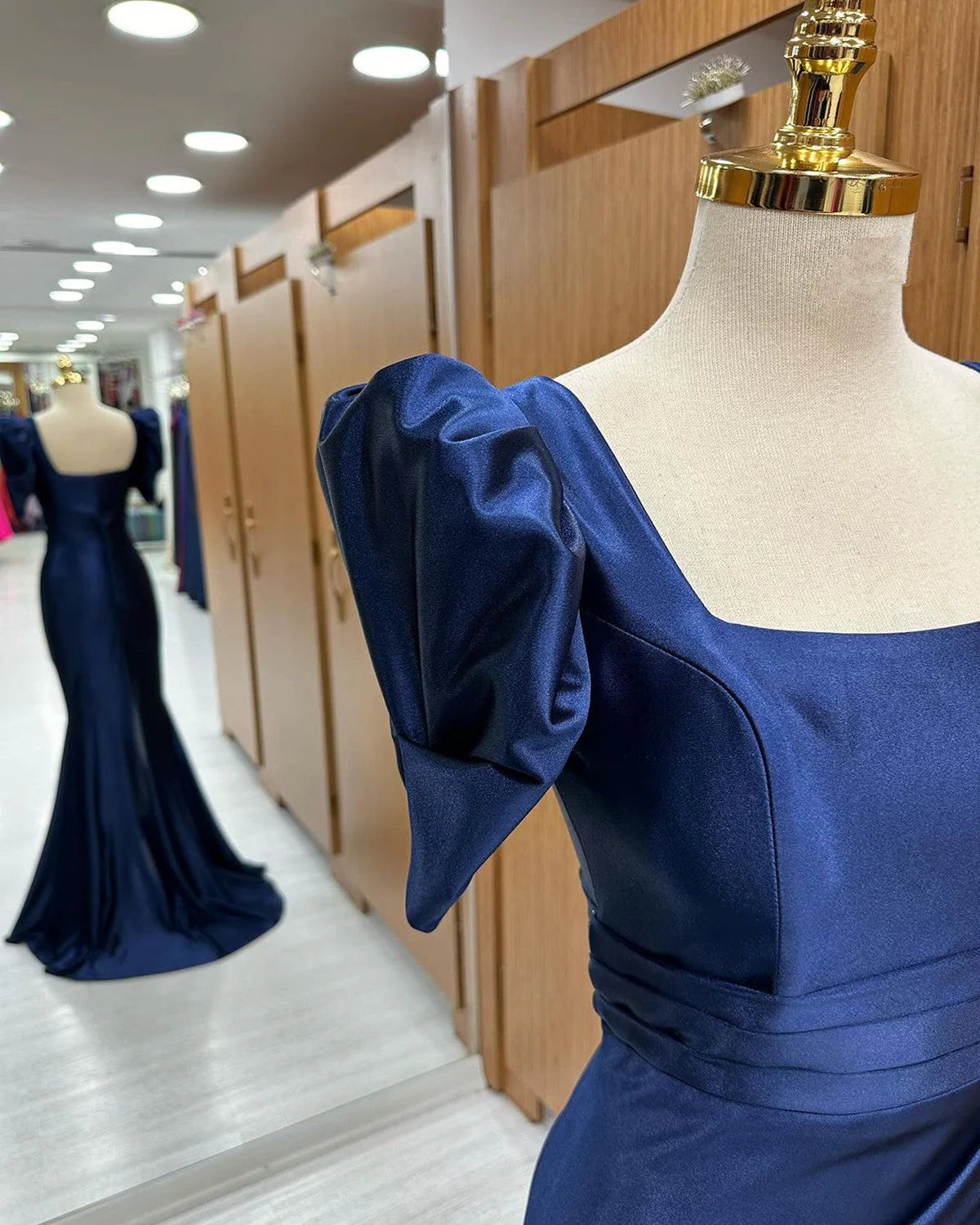 Dark Blue Blue Long Mermaid Prom Dress with Slit, Dark Blue Party Dress TP971