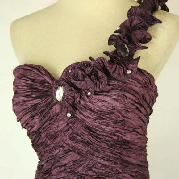 Vintage Purple A-line Off-shoulder Layered Floor-length Ball Gown Evening Dress TP2010