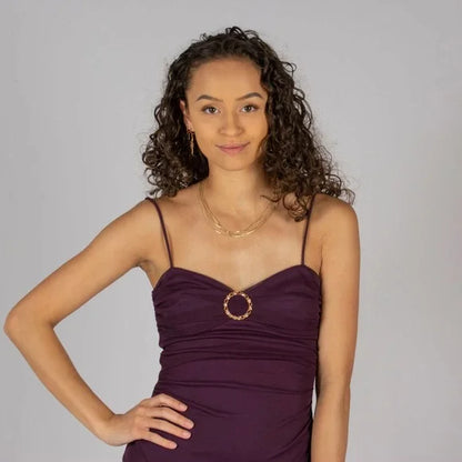 Dark Purple Spaghetti Straps Ruffles Vintage Long Prom Dress TP1674