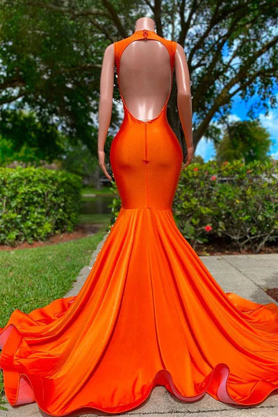 Vintage Burnt Orange Glittering Beaded Prom Dress Evening Gown Mermaid Party Dress Long Formal Dress TP4860