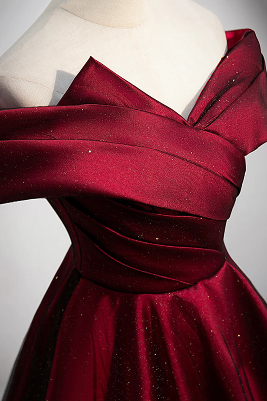 Burgundy Off the Shoulder Prom Dress, A-Line Evening Party Dress TP596